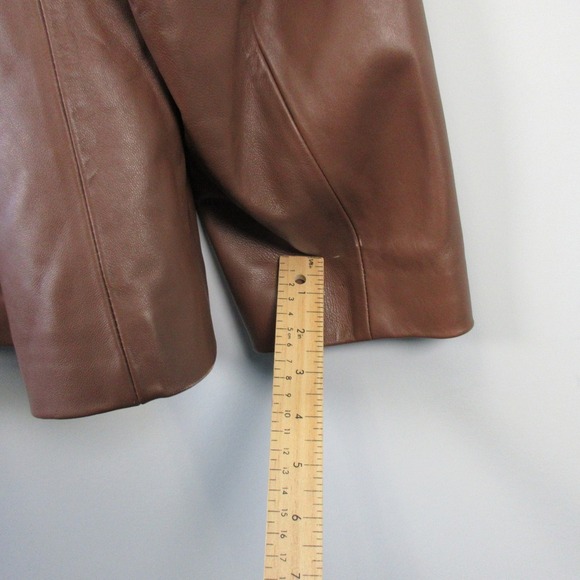 Cole Haan Brown Genuine Lambskin Leather Jacket Womens 2X Zip Biker Moto 1008 - Picture 12 of 16